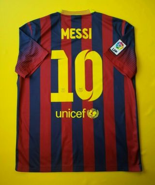 Messi Barcelona Jersey Large 2013 2014 Home Shirt 532822 - 413 Nike Ig93