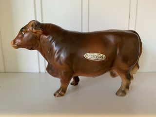 Vintage Porcelain Or Ceramic Shorthorn Bull Cow Figurine Japan
