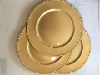 13” Gold Plate Chargers With Beaded Rims,  Set Of 24