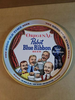 Vtg 1960s Pabst Blue Ribbon Beer Metal 13 " Round Serving Tray Bartender
