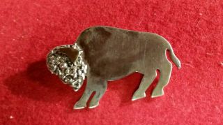 Vintage Sterling Silver Brooch Pin Pendant Buffalo Mexico