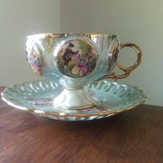 Tea Cup And Saucer Romantic Couple Royal Sealy China Japan Vintage