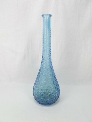 Vintage Empoli Blue Bubble Glass Decanter Genie Bottle 15 3/8” Italy