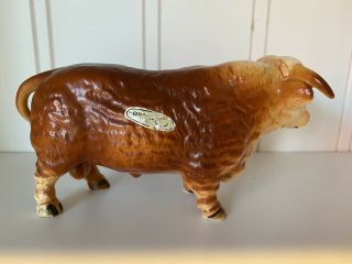 Vintage Porcelain Or Ceramic Hereford Bull Cow Figurine
