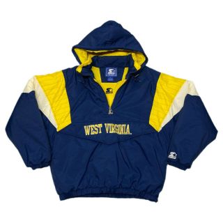 Vintage 90s Starter West Virginia Mountaineers Wvu Jacket Big Pocket Logo Size L