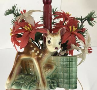 Vintage Ceramic Baby Deer Lamp Planter 1950’s Bambi Style Fawn Big Eyes Upg Usa