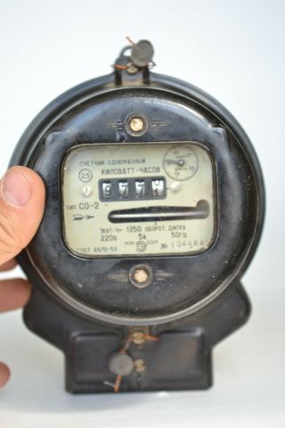 Vintage Round Electrical WATT - HOUR meter Russian Soviet 2