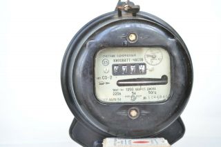 Vintage Round Electrical WATT - HOUR meter Russian Soviet 3