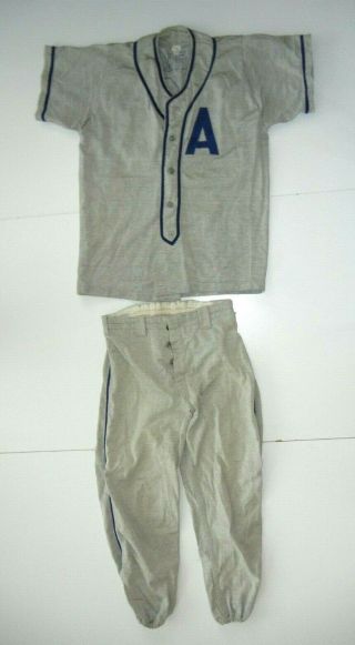 Vtg 50s 60s Russell Southern Gray/blue Baseball Uniform Jersey Sz Adult Men 