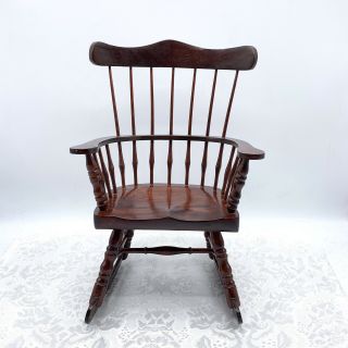 Vintage Doll Size Mahogany Wood Rocking Chair Old Fashioned