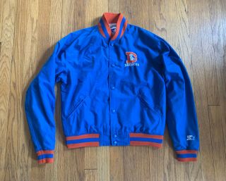 Denver Broncos Vintage 90’s Button Up Starter Jacket Blue Kids Xl Women’s S Rare