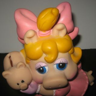 Vintage 1989 Illco Jim Henson ' s Muppet Babies Miss Piggy Bank 9 
