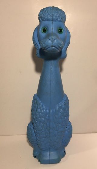 Tall Vintage Blue Plastic Poodle With Green Eyes Blow Mold Style Coin Bank