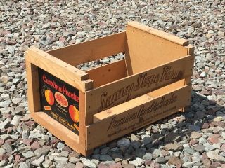 Vintage Antique Sunny Slope Carolina Peaches Wood Fruit Box Crate 20”x 14”