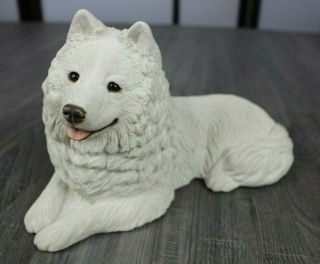 Vtg 1986 Sandicast Large 10 " White Malamute Husky Ceramic Sculpture Brue Gift