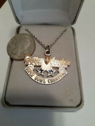 1994 Dallas Cowboys Bowl Champions Sterling Silver Necklace Numbered Nfl