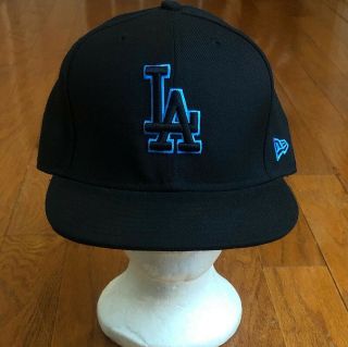 Vtg L.  A.  Dodgers Carolina Blue Trim Era Wool 59fifty Fitted Hat Sz 7 5/8
