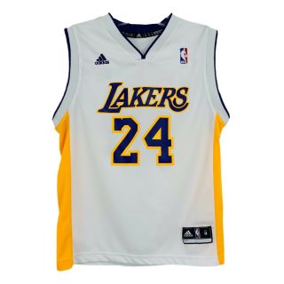 Adidas Kids M (10 - 12) White La Los Angeles Lakers Jersey 24 Kobe Bryant Nba