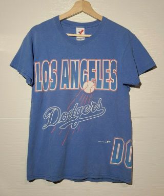 Vtg 90s Mlb Los Angeles La Dodgers Blue T Shirt Baseball Champions Jersey Size M