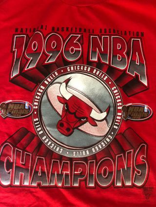 Vintage Nba 1996 Chicago Bulls Champions T - Shirt Xl Logo 7