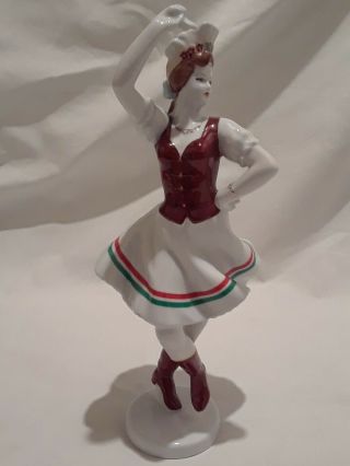 Vintage Hungarian Hollohaza Handpaint Porcelain Woman Folk Dancer Figurine 1831