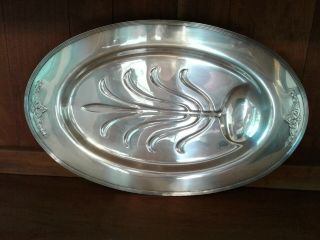 Vintage Wm Rogers Footed Meat Tray Platter Dish Silver Plate Tree Of Life 18 "