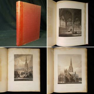 1814 Folio Historical Account Salisbury Cathedral Church Engraved Plates Scarce