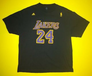 Kobe Bryant Los Angeles Lakers Jersey T - Shirt Men’s Black Mamba Adidas 24 2XL 2