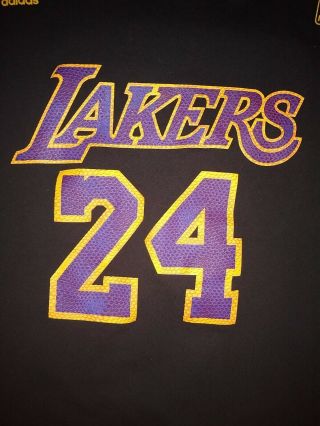 Kobe Bryant Los Angeles Lakers Jersey T - Shirt Men’s Black Mamba Adidas 24 2XL 3