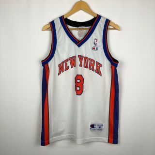 Vintage York Knicks 8 Latrell Sprewell Basketball Jersey Rare Champion Sz M