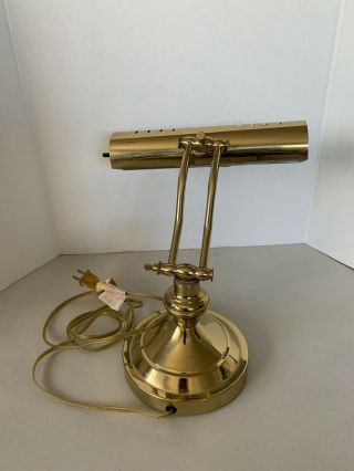 Vintage Underwriters Laboratories Portable Brass Piano Bankers Student Desk Lamp 2