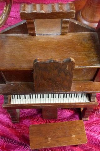 Vintage Wooden Upright Piano With Stool Music Box By Toyo