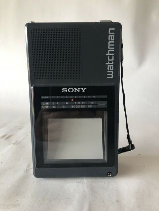 Vintage Sony Portable Watchman B&w Tv Fd - 42a -