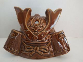 Vintage Samurai Helmet Tiki Mug Brown With Straw Insert