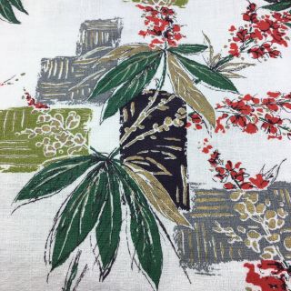 Vintage 1960s Mcm Tiki Barkcloth Fabric Remnants Mid Century Asian Tropical