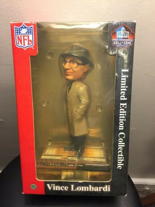 Vince Lombardi Green Bay Packers " Ice Bowl " Ticket Base Limited Ed Bobble Head