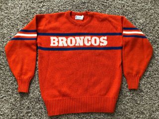 Vintage Denver Broncos Cliff Engle Sweater Nfl Blue & Orange Men 