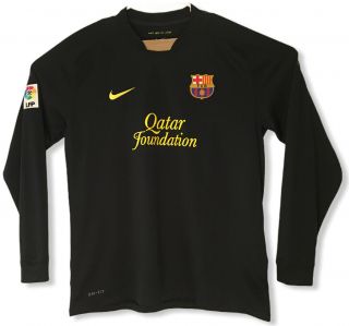 Authentic Nike Dri - Fit Fcb Barcelona Qatar Lfp Long Sleeve Jersey Men 