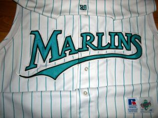 1990s Florida Marlins Authentic Game Jersey Size 48 Russell Usa Vest Vtg Rare