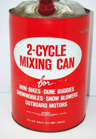 Vintage Gas Can 2 - Cycle Mixing 6.  5 Gal Mini - Bikes Dune Buggies Snowmobiles 1977