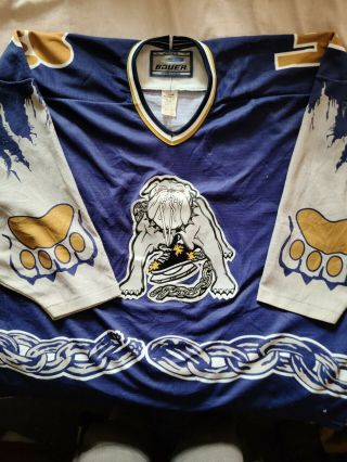 Vintage 90’s Long Beach Ice Dogs Minor League Echl Bauer Hockey Jersey Size Xl