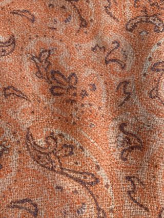 Vintage Fabric Orange Paisley Soft Wool Blend 3 - 1/3 Yards