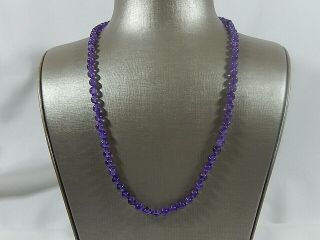 Vintage Hand Knotted Amethyst Bead 14k Yg Rge Clasp 24 " Necklace In Evc