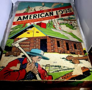 Vintage Hewn American Logs By Halsam No.  80/2 1940 - 1950 20x13.  5” Box