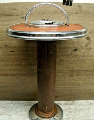 Vintage Art Deco Chrome Metal Floor Ashtray Smoking Stand 24 "
