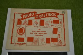 Vintage Photo Christmas Greeting Card Masks Circa 1940 