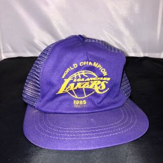 Vintage 80s La Los Angeles Lakers 1985 World Champions California Headwear Hat