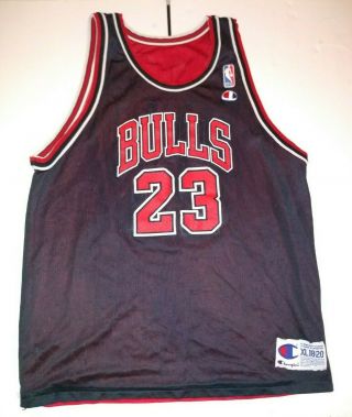 Michael Jordan Reversible Chicago Bulls Jersey Youth Xl 18 - 20 Champion Red/black