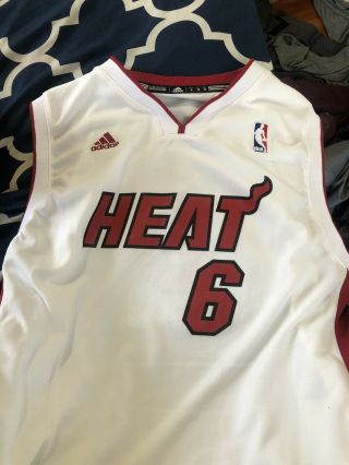 Lebron James Miami Heat 6 Jersey Adidas Boys Size L White Nba Looks.