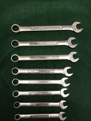 Vintage Craftsman • 8 Piece Metric Combination Wrench Set • 10mm - 17mm • Usa Vs